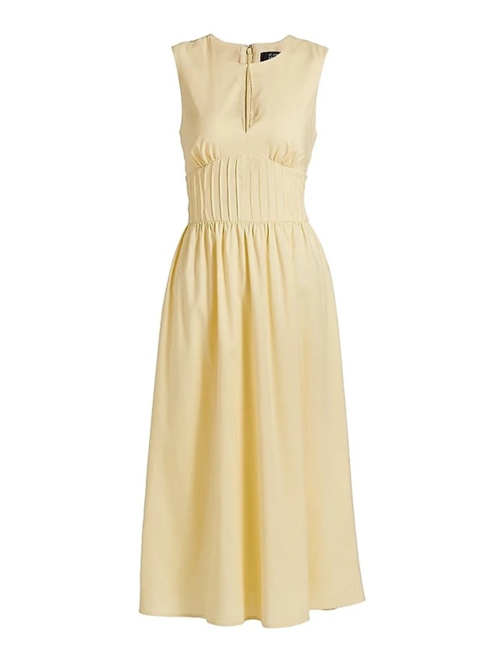 If Only Studio Sleeveless Butter Yellow Midi Dress with Pleated Bodice (NWT)